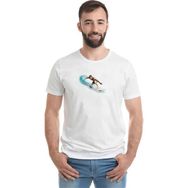 Qivi Waves Sörf Baskılı Beyaz Erkek Örme T-shirt