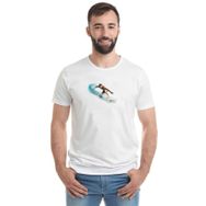 Qivi Waves Sörf Baskılı Beyaz Erkek Örme T-shirt