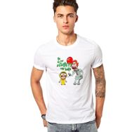 Qivi We All See And Morty Clown Baskılı Beyaz Erkek Örme T-shirt