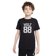 Qivi Wolf 88 Logo Baskılı Unisex Çocuk Siyah T-shirt