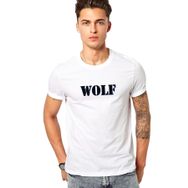 Qivi Wolf Baskılı Beyaz Erkek Örme T-shirt