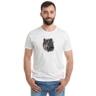 Qivi Wolf Face Metal Rock Music Müzik Baskılı Beyaz Erkek Örme T-shirt