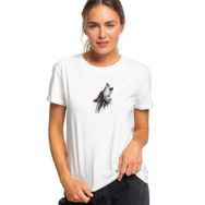 Qivi Wolf Head Tattoo Images Kurt Baskılı Kadın Beyaz Örme T-shirt