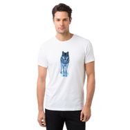 Qivi Wolf Kurt Sibirya Köpek Çizim Baskılı Beyaz Erkek Örme T-shirt