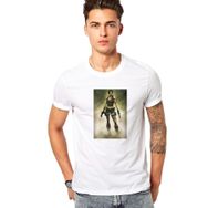 Qivi Women Metal Rock Music Müzik Baskılı Beyaz Erkek Örme T-shirt