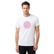 Qivi World Maze Labirent Baskılı Beyaz Erkek Örme T-shirt