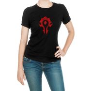 Qivi World Of Warcraft Horde Baskılı Siyah Örme Kadın T-shirt