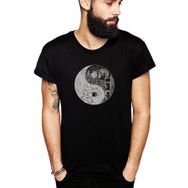 Qivi Ying Yang Upside Baskılı Siyah Erkek Örme T-shirt
