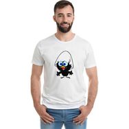 Qivi Yumurtadan Çıkan Şaşkın Kuş Baskılı Beyaz Erkek Örme T-shirt