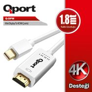 Qport Q-DPM 1.8 mt Mini Displayport to Çevirici HDMI Kablo