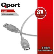Qport Q-UZ3 3 m USB 2.0 Uzatma Kablosu