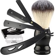 Qualis Shave U3 Full Metal Ustura + F8 Tıraş Fırça + 5'li Platinum Yaprak Jilet