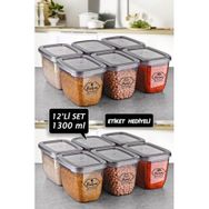 Queen's Kitchen 12 Adet 1300 ml Etiketli Saklama Seti