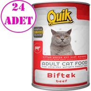 Quik Biftekli 24x415 gr Kedi Konservesi
