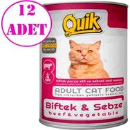 Quik Biftekli ve Sebzeli 12x415 gr Yetişkin Kedi Konservesi