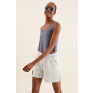 Quincey BDE2680 Kadın Gri Askılı Crop Top T-shirt