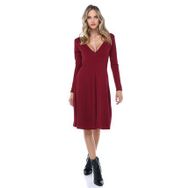 Quincey EB2661 Bordo V Yaka Yün Viskon Elbise