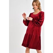 Quincey EBT2740 Bordo Kadife Kadın Elbise