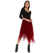 Quincey EK2354 Bordo Tül Kadın Etek