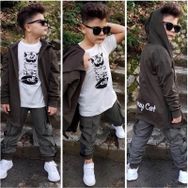Quzucuk Kids Erkek Çocuk Kedi Figürlü Kargo Pantalonlu Takım