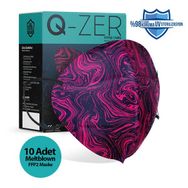 Qzer Fuşya Desenli FFP2 N95 10'lu Maske