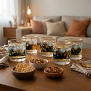 Rakle Star 300 ml Sarı Şeffaf Altın Yaldızlı 4'lü Bardak Seti