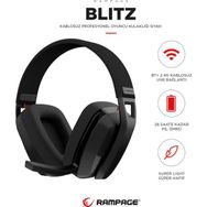 Rampage Blitz Wireless 2.4g+ Bluetooth Mikrofonlu Siyah Oyuncu Kulaklığı