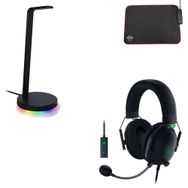 Razer BlackShark v2 USB Enhancer + Trust GXT 765 Glide-Flex RGB USB Portlu Mousepad + Razer Base Station V2 Chroma
