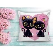 Realhomes Modern Kedi Desen Dijital Baskılı Yastık Kırlent Kılıfı