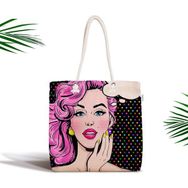 RealHomes Pop Art Retro Dijital Baskılı Fermuarlı Modern Kumaş Çanta