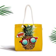 RealHomes Pop Art Temalı Ananas Özel Tasarım Fermuarlı Kumaş Çanta