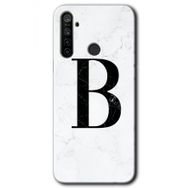 Realme 5I Beyaz Mermer Desenli B Harfi Baskılı Uyumlu Silikon Kılıf