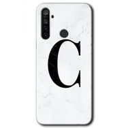 Realme 5I Beyaz Mermer Desenli C Harfi Baskılı Uyumlu Silikon Kılıf