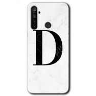 Realme 5I Beyaz Mermer Desenli D Harfi Baskılı Uyumlu Silikon Kılıf