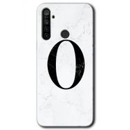 Realme 5I Beyaz Mermer Desenli O Harfi Baskılı Uyumlu Silikon Kılıf
