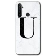 Realme 5I Beyaz Mermer Desenli Ü Harfi Baskılı Uyumlu Silikon Kılıf