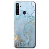 Realme 5I Mavi Gold Mermer Baskılı Uyumlu Silikon Kılıf