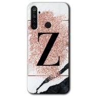 Realme 5I Pembe Mermer Desenli Z Harfi Baskılı Uyumlu Silikon Kılıf