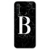 Realme 5I Siyah Mermer Desenli B Harfi Baskılı Uyumlu Silikon Kılıf