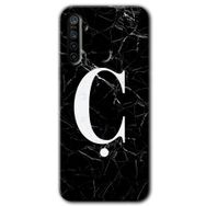 Realme 5I Siyah Mermer Desenli Ç Harfi Baskılı Uyumlu Silikon Kılıf