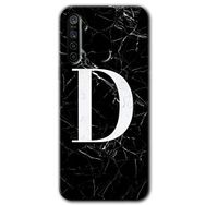 Realme 5I Siyah Mermer Desenli D Harfi Baskılı Uyumlu Silikon Kılıf