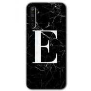 Realme 5I Siyah Mermer Desenli E Harfi Baskılı Uyumlu Silikon Kılıf