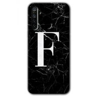 Realme 5I Siyah Mermer Desenli F Harfi Baskılı Uyumlu Silikon Kılıf