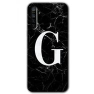 Realme 5I Siyah Mermer Desenli G Harfi Baskılı Uyumlu Silikon Kılıf