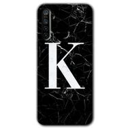 Realme 5I Siyah Mermer Desenli K Harfi Baskılı Uyumlu Silikon Kılıf