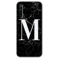 Realme 5I Siyah Mermer Desenli M Harfi Baskılı Uyumlu Silikon Kılıf