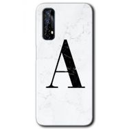 Realme 7 Beyaz Mermer Desenli A Harfi Baskılı Uyumlu Silikon Kılıf