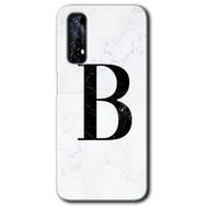 Realme 7 Beyaz Mermer Desenli B Harfi Baskılı Uyumlu Silikon Kılıf