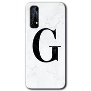 Realme 7 Beyaz Mermer Desenli G Harfi Baskılı Uyumlu Silikon Kılıf