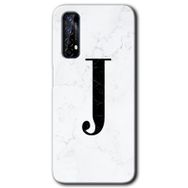 Realme 7 Beyaz Mermer Desenli J Harfi Baskılı Uyumlu Silikon Kılıf